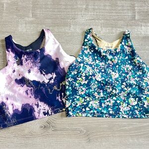 Old Navy Women's Crop Tops - Purple and Blue Floral